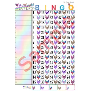 Rainbow Peckers BINGO, 15 Lines, 75 Balls, Mixed, Straight, Blank (Mixed Houdini Friendly)