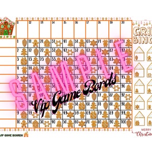 Gingerbread Christmas Cookies 100 Ball, 20 line GRID BINGO, 2 PDFS included. 1 Straight and 1 Blank