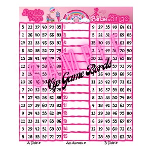Barbie Double Page Houdini BINGO, 90 kulek, 15 linii. Tablica Houdini lub Reg, 1 mieszany PDF