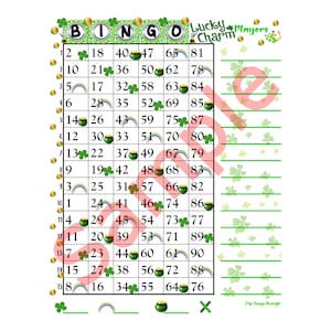 Amuleto de la Suerte / Emoji del Día de San Patricio 90 Bolas, 15 Líneas, Números Mixtos
