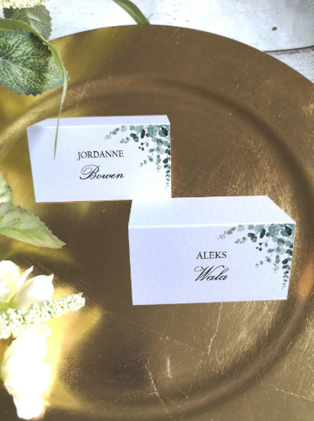 Eucalyptus Name Cards Eucalyptus Guest Place Cards Simple Etsy