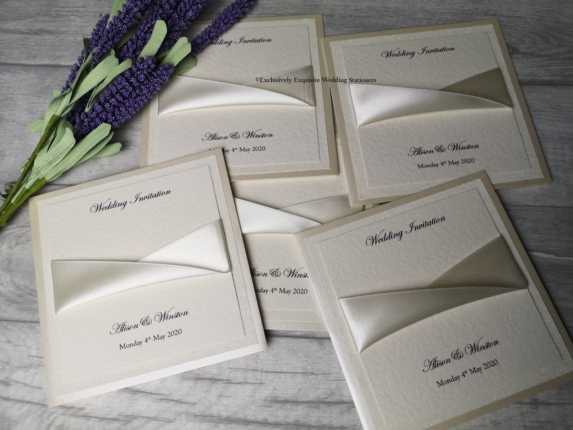 Ivory wedding invitationelegant invitation ivory glitter Etsy