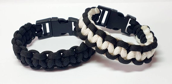 Black & White and Black 550 Paracord Bracelet Set. Made by the Art of  Jewellery UK -  UK