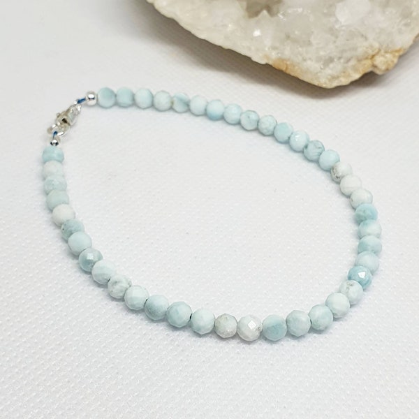 United States Blue Aragonite 925 Sterling Silver Bracelet. Made by The Art Of Jewellery UK