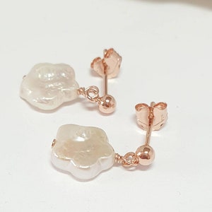 18K Gold Plated Choice of Opaque Gemstone & Baroque Cultured Pearl Earrings