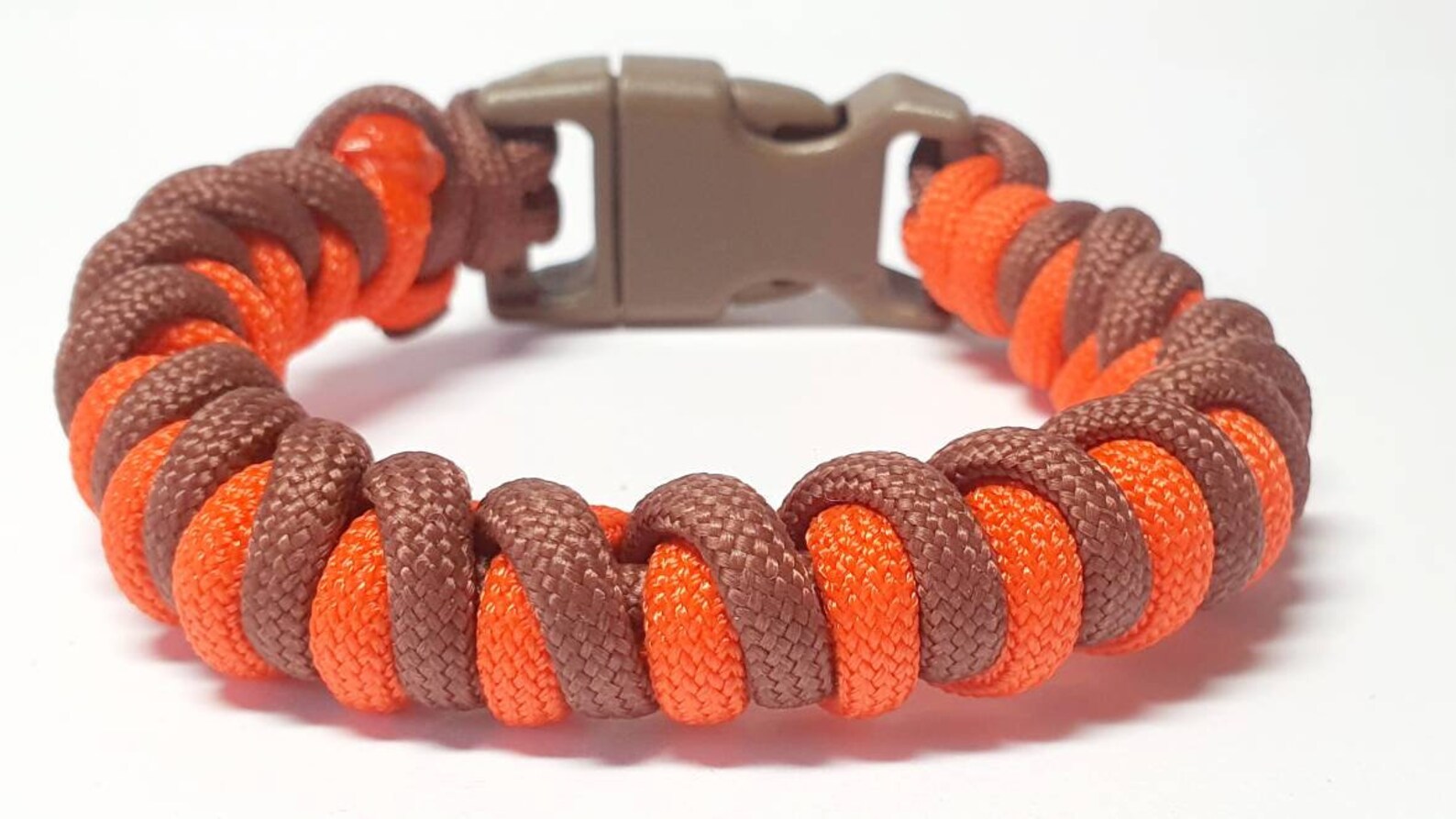 Orange & Brown 550 Paracord Corkscrew Weave Bracelet. Made by | Etsy