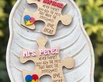 Personalized Teacher Puzzle Piece Magnet, Thank You for Being Such an Important Piece of My Story, Teacher Appreciation Gift, Autism gift