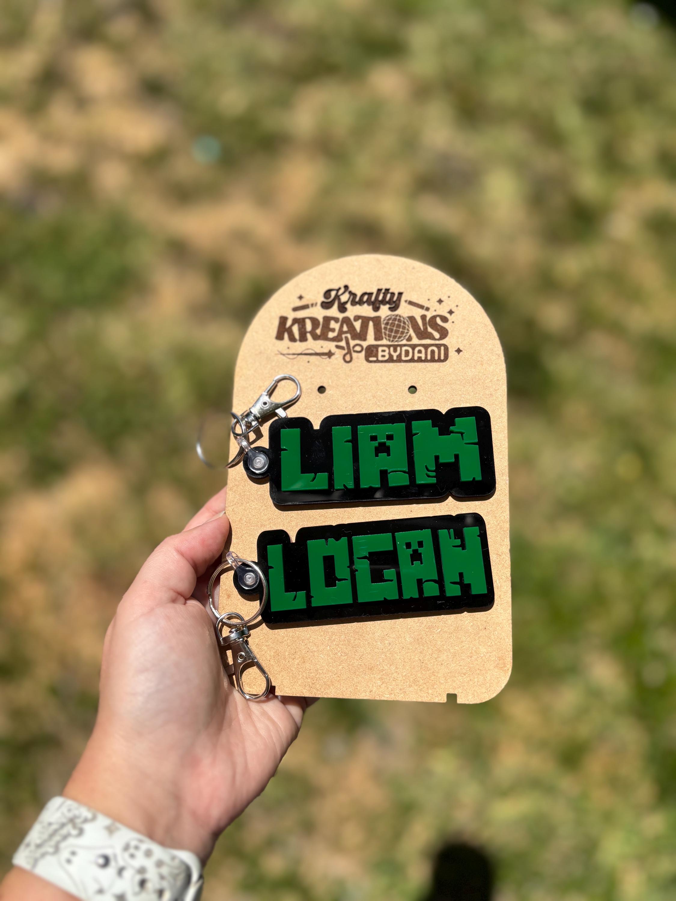 Etiqueta para mochila de Minecraft, llavero de Minecraft, etiqueta para mochila de niño, etiqueta con nombre de niño, llavero 3D, etiqueta con nombre de acrílico, etiqueta para bolso, etiqueta de jugador
