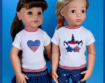 Gotz Doll Clothes, Gotz Hannah/Happy Kidz/doll Patriotic Outfit,Clothes for Dolls,18 inch Doll Clothes,Gift for girl