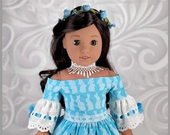 Kleid für 18" Puppen wie American Girl, Osterkleid für 18" Puppen