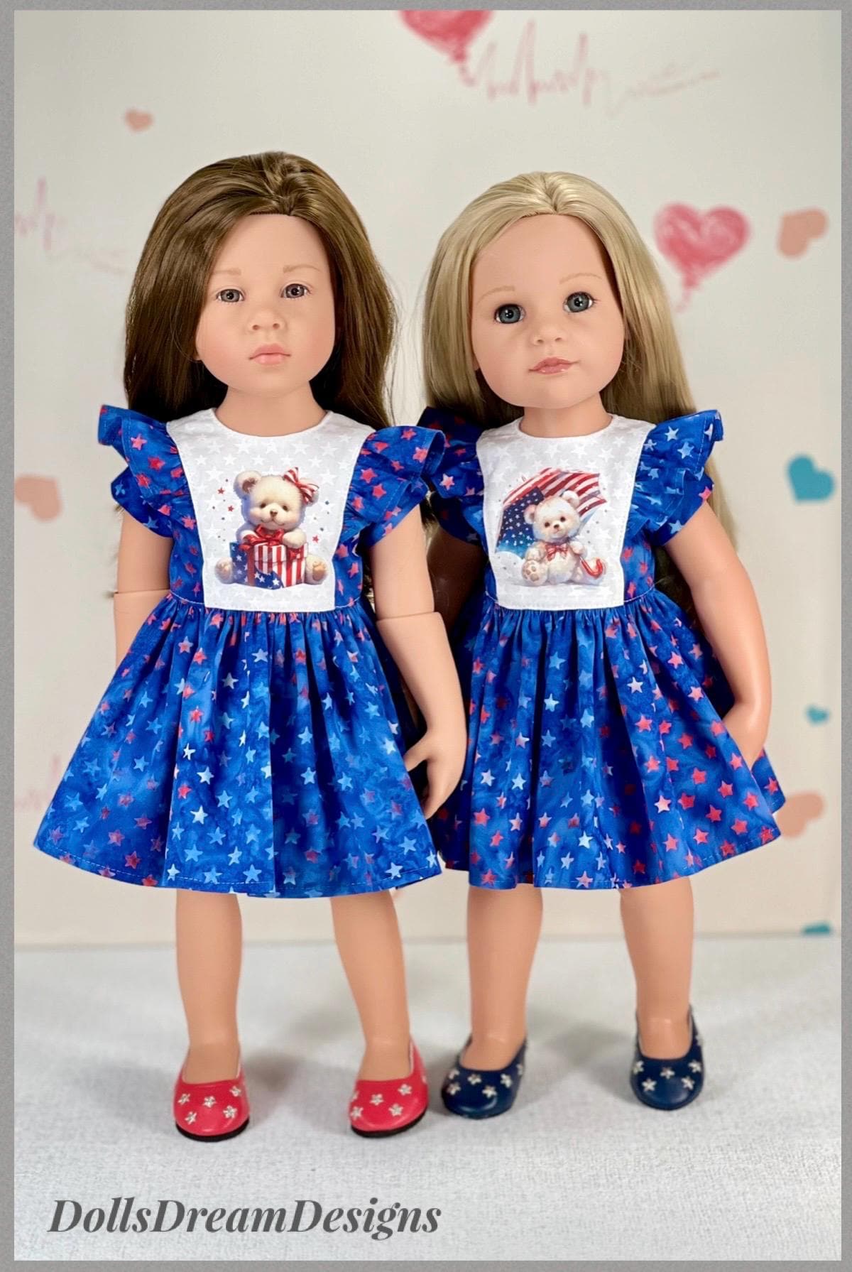 Gotz dolls clothes, Patriotic cotton dress for 18” dolls