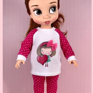 Disney Animator Doll Valentine&#39;s Clothes, 16&quot; Doll Clothes,Top and Leggings for Disney Animator Dolls