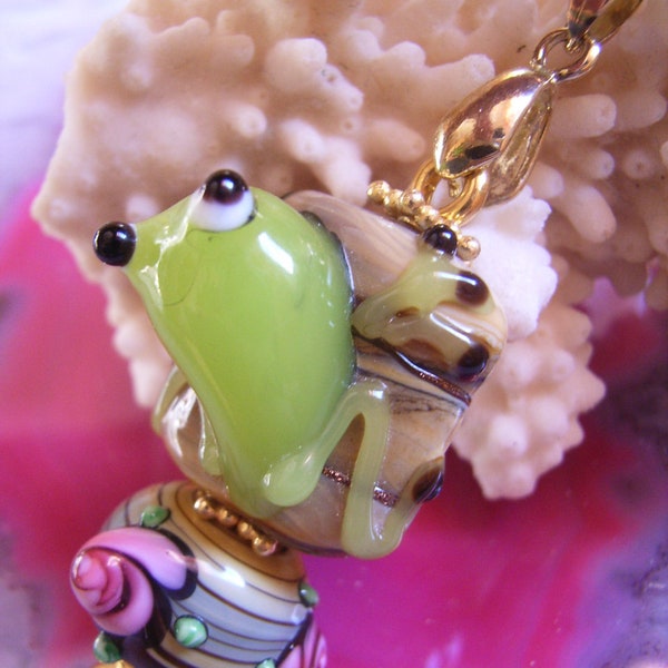 Lampwork-Glasperlen-Wechsel-Anhänger "FROSCH" Nr.3