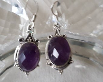 Exquisite facettierte Amethyst-Silber-Ohrhänger