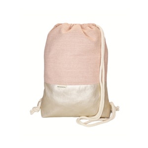 WunderStil Turnbeutel Rucksack Sportbeutel JGA Team Braut Festival Gymbag Rose Kunstleder perlmutt metallic in 2 Größen