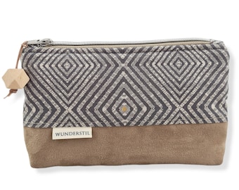 Kosmetiktasche Mäppchen Ethno Raute natur in 2 Größen