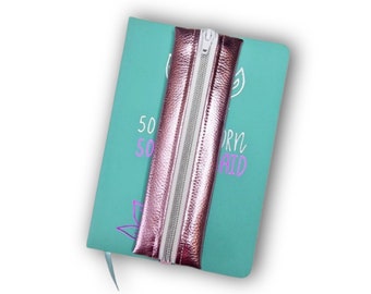 WunderStil Stiftemäppchen mit Gummiband Etui Federmäppchen für Stifte Bullet Journal Kosmetiktasche Schulmäppchen pink metallic Geschenkidee