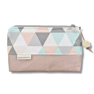 Kosmetiktasche Mäppchen Dreiecke pastell metallic rosa in 2 Größen