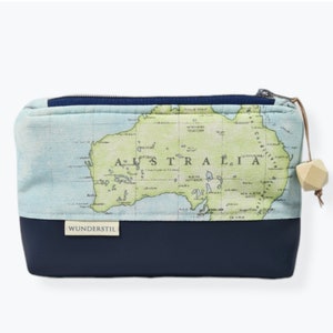 Kosmetiktasche Mäppchen Weltkarte blau in 2 Größen