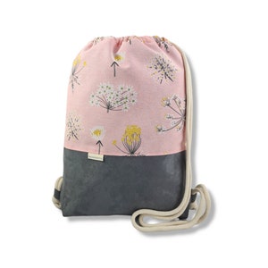 Turnbeutel Rucksack Blumen Rosa in 2 Größen