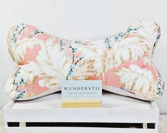 Leseknochen Pampasgras Pflanze 2 verschiedene Stoffe creme Deko Kissen Nackenkissen Geschenk Sofakissen Entspannen Bücherstütze Relaxkissen