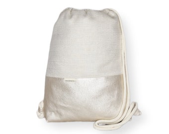 WunderStil Sac de sport chic pour JGA, sac de mariée, sac de soirée pour garçons d'honneur, sac à dos en nacre blanc crème, sac à dos de vacances en 2 tailles