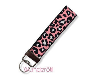 Schlüsselband Leo pink Leoprint Tierprint Leopard Geschenkidee Geschenk für Freundin Schlüsselanhänger