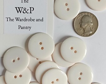 Set van 5, 1" (25,4 mm) gebroken witte plastic knopen