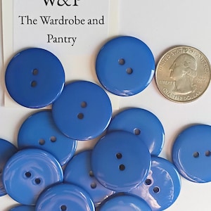 Set of 5, 1" (25.4 mm) Royal Blue Plastic Buttons