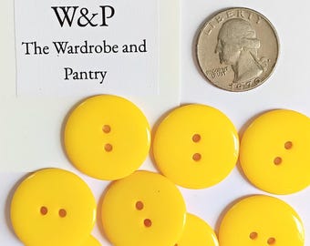 Juego de 5 botones de plástico amarillo de 25,4 mm (1 pulgada)