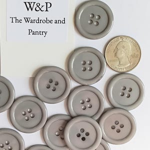 Lot de 5 boutons en plastique gris de 1 po (25,4 mm), devant strié, dos plat