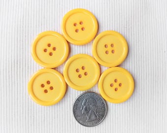 Botones de plástico amarillos de 1" (25,4 mm), juego de 6