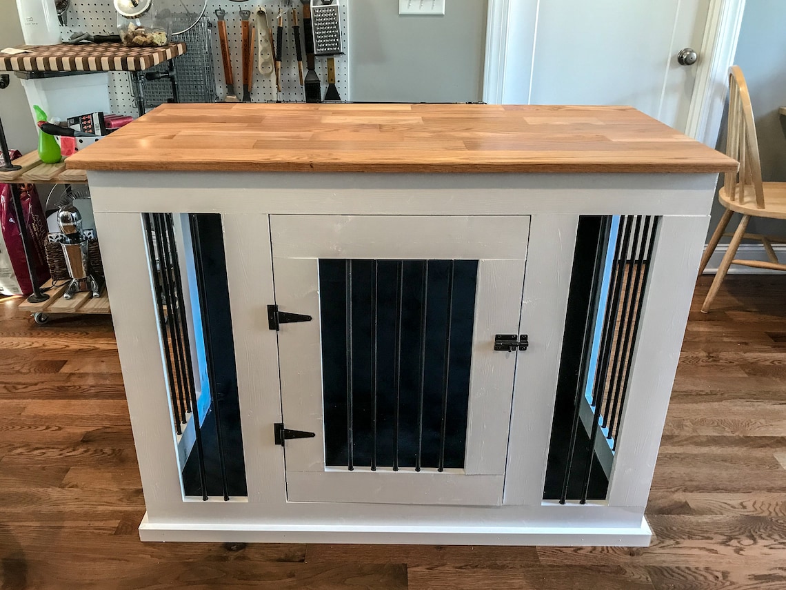 Custom Wooden Dog Crate with Oak Top Etsy