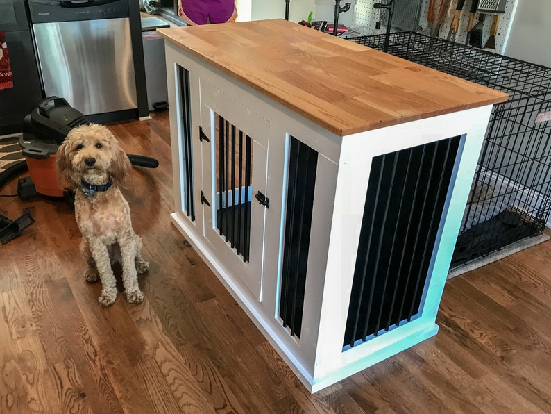 Custom Wooden Dog Crate with Oak Top Etsy