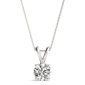 2.50 Ct Diamond Solitaire Pendant Necklace with Chain in 14k White Gold Finish, Women&#39;s Diamond Necklace