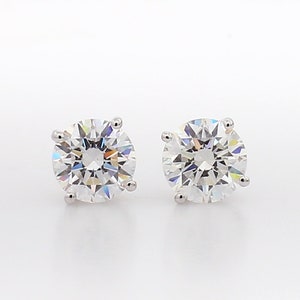 3CT Round Cut Lab Grown Diamond Stud Earrings For Her/Conflict Free Round diamond/14k gold with prong setting and push back/perfect for gift