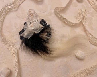 Romantische Ziegenschwanz Dekoration: Konservierte Kaninchen Schwanz, Spitze, Satin Wohndekor