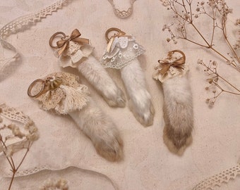 Lucky Bunny Foot Keychain: taxidermia real pata de conejo accesorio rarezas animales flores secas preservadas encaje natural alt decoración del hogar