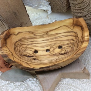 Soap dish olive wood - rustic - approx. 12 cm long - PROTECT