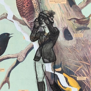 Vogelbeobachler (klein)- Mixed Media Kunst
