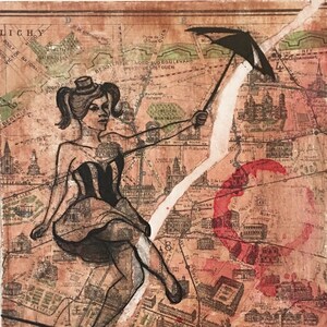 Tightrope (small)- mixed media art