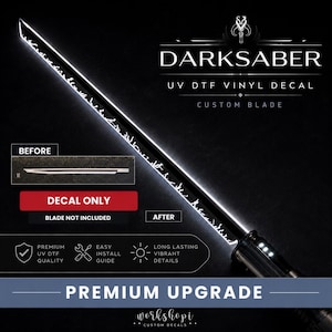 Darksaber Blade Decal UV DTF — Premium Upgrade for Galaxy’s Edge Saber | Screen Accurate | 3 Bonus Stickers