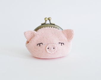 Crochet purse pattern - Crochet frame purse - Amigurumi pig purse - Crochet accessory pattern - Crochet tutorial - Crochet pouch pattern