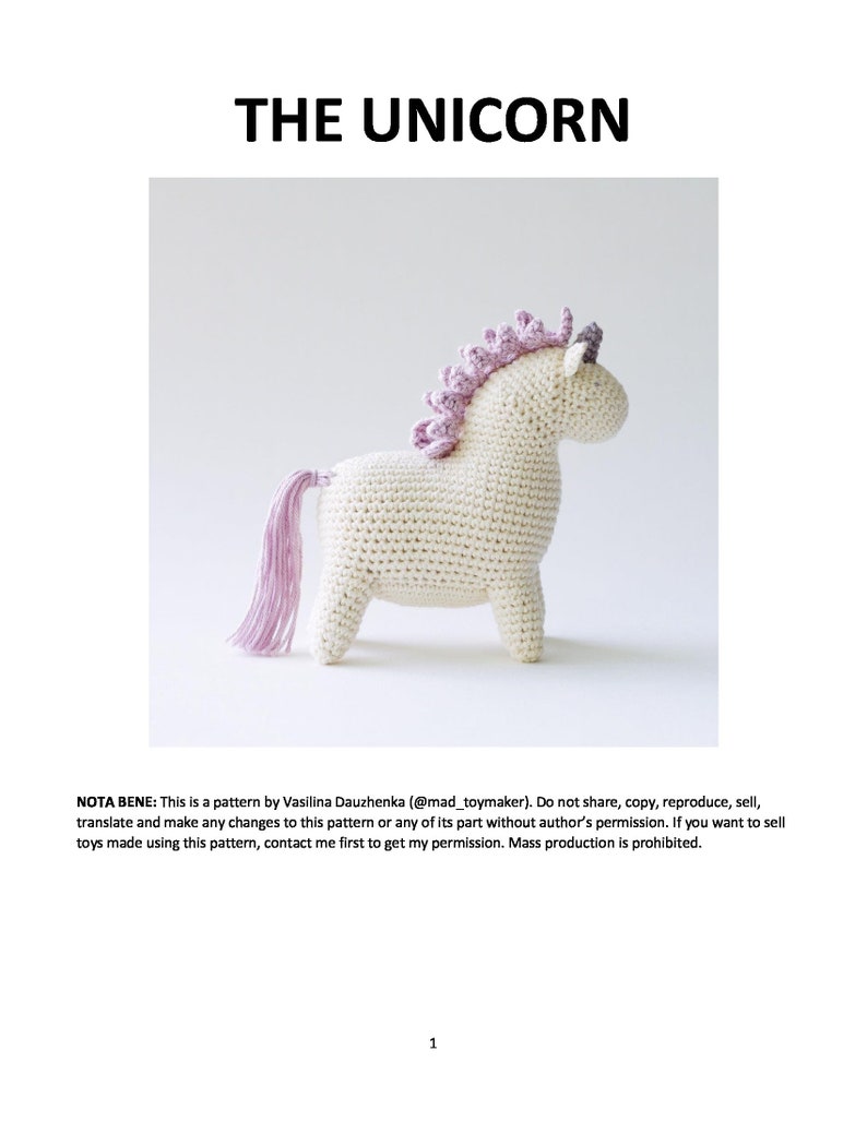 Единорог амигуруми схема