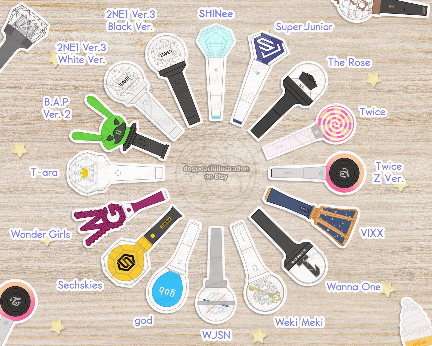 3RD, 2ND, 1ST Gen. K-pop Light Stick Stickers | 2.75