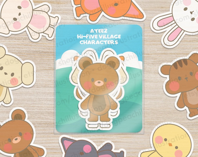 ATEEZ Animal Character Sticker Pack | K-POP Stickers | K-pop Merch | K-pop Gift | Ateez Anniversary | Hi-Five Village | K-pop Sticker Set |