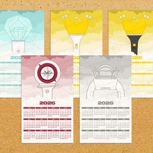 K-pop Boy Group Light Stick 2026 Calendar Print | BTS | Ateez | Enhypen | Stray Kids | 70+ groups! | K-pop Merch | K-pop Gift | image 3