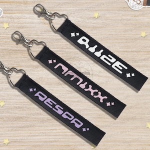 K-pop Y2K-Inspired Wrist Strap Keychain | Group/Debut Date | Member/Birthday | ATEEZ | Stray Kids | aespa | Merch | K-pop Gift |
