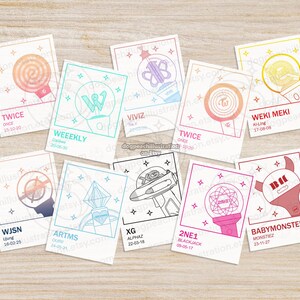 K-pop Girl Group Light Stick Color Swatch Mini Print Twice IZONE Aespa ...