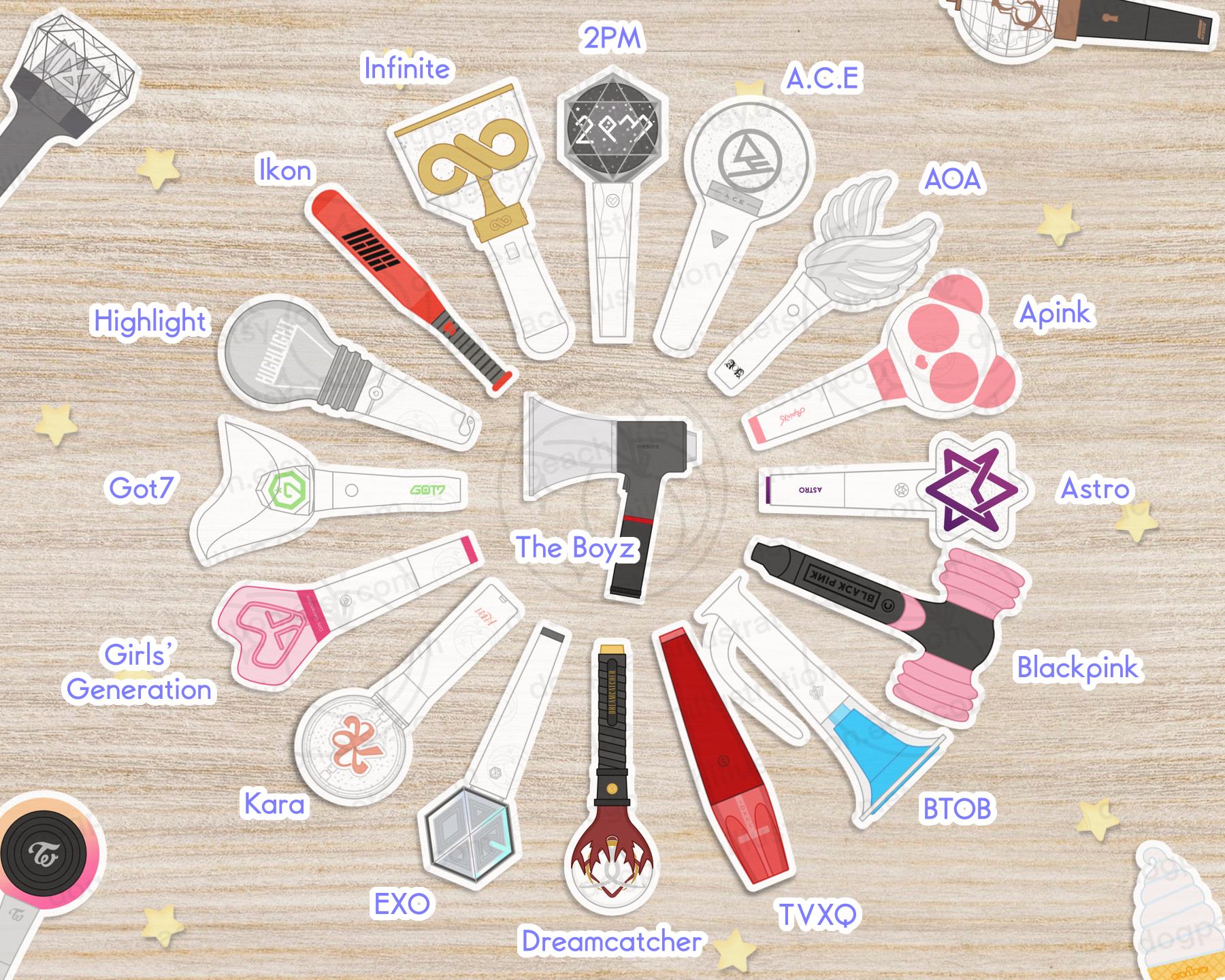3RD, 2ND, 1ST Gen. K-pop Light Stick Stickers | 2.75